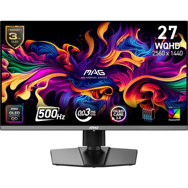 MSI MAG 272QP QD-OLED X50 computer monitor 67,3 cm (26.5") 2560 x 1440 Pixels Wide Quad HD Zwart (9S6-3CD79A-032)