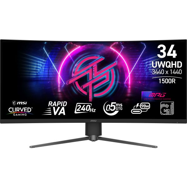 MSI MPG 346CQRF X24 computer monitor 86,4 cm (34") 3440 x 1440 Pixels UltraWide Quad HD Zwart (9S6-3DD94M-001)