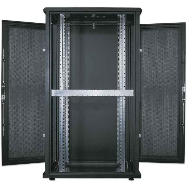 Intellinet 19" serverkast vrijstaand, 42U, 800x1000 mm (breedte x diepte), zwart, bouwpakket (flatpack), max. 1500 kg, meerpuntsdeurslot, 1 slot per zijpaneel, bruikbare diepte 123–773 mm, IP20, staal (713276) Intellinet 19" serverkast vrijstaand, 42U, 800x1000 mm (breedte x diepte), zwart, bouwpakket (flatpack), max. 1500 kg, meerpuntsdeurslot, 1 slot per zijpaneel, bruikbare diepte 123–773 mm, IP20, staal