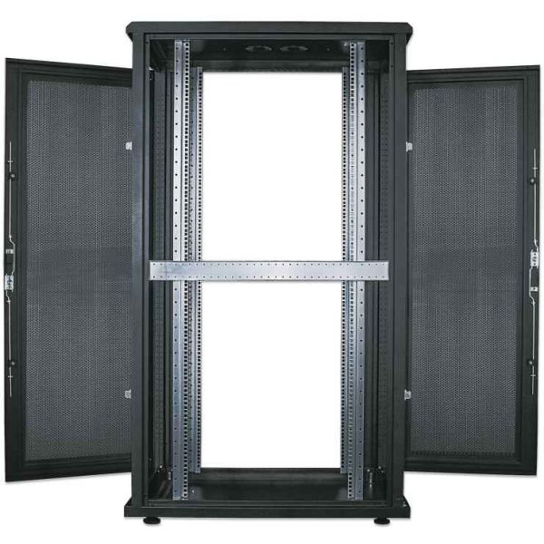 Intellinet 19" serverkast vrijstaand, 42U, 800x1000 mm (breedte x diepte), zwart, bouwpakket (flatpack), max. 1500 kg, meerpuntsdeurslot, 1 slot per zijpaneel, bruikbare diepte 123–773 mm, IP20, staal