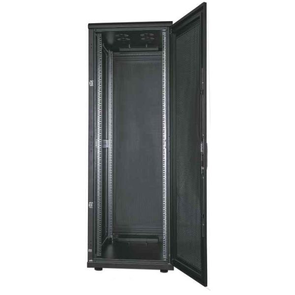 Intellinet 19" serverkast vrijstaand, 42U, 800x1000 mm (breedte x diepte), zwart, bouwpakket (flatpack), max. 1500 kg, meerpuntsdeurslot, 1 slot per zijpaneel, bruikbare diepte 123–773 mm, IP20, staal (713276) Intellinet 19" serverkast vrijstaand, 42U, 800x1000 mm (breedte x diepte), zwart, bouwpakket (flatpack), max. 1500 kg, meerpuntsdeurslot, 1 slot per zijpaneel, bruikbare diepte 123–773 mm, IP20, staal