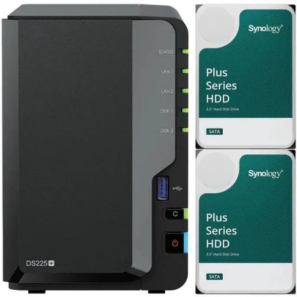Synology DS225+ 2-Bay NAS 16TB met 2x 8TB HDDs (DS225P-28SYN)