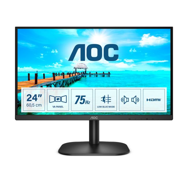 AOC B2 24B2XDAM LED display 60,5 cm (23.8") 1920 x 1080 Pixels Full HD Zwart (24B2XDAM) AOC B2 24B2XDAM LED display 60,5 cm (23.8") 1920 x 1080 Pixels Full HD Zwart (24B2XDAM)