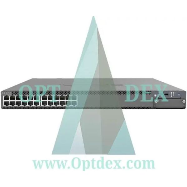 Juniper 24x10GbaseX switch with 2x100G uplink ports. MACsec AES256. Airflow out of PSU. Optional mod (EX4400-24X)
