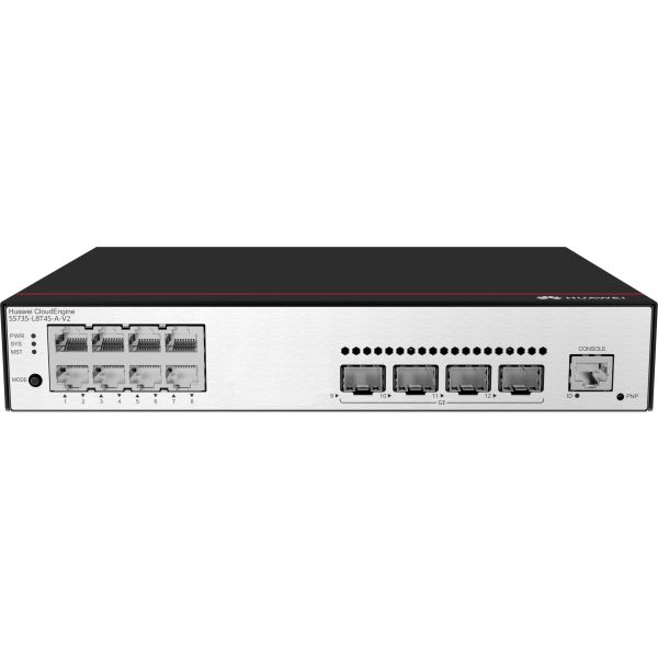 Huawei CloudEngine S5735-L8T4S-A-V2 Managed L3 Gigabit Ethernet (10/100/1000) 1U Zwart, Zilver (S5735-L8T4S-A-V2)