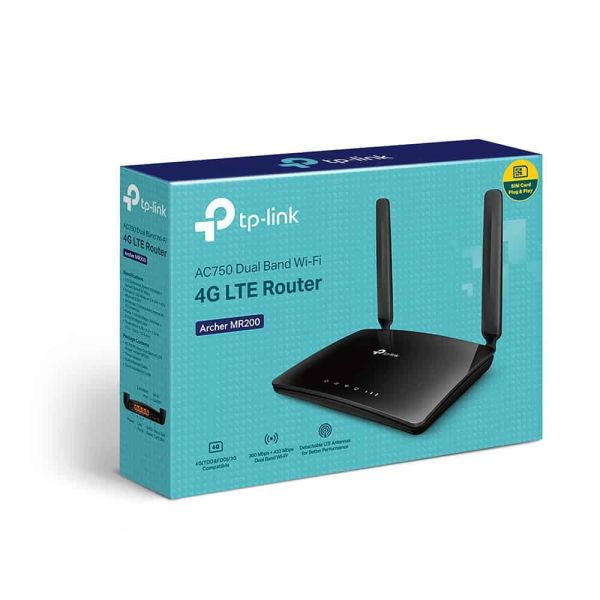 TP-Link Archer MR200 draadloze router Fast Ethernet Dual-band (2.4 GHz / 5 GHz) 4G Zwart (ARCHER MR200(EN))