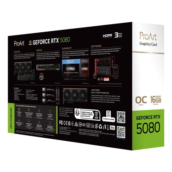 ASUS ProArt -RTX5080-O16G NVIDIA GeForce RTX 5080 16 GB GDDR7 (90YV0N30-M0NA00)  ASUS ProArt -RTX5080-O16G NVIDIA GeForce RTX 5080 16 GB GDDR7 (90YV0N30-M0NA00)