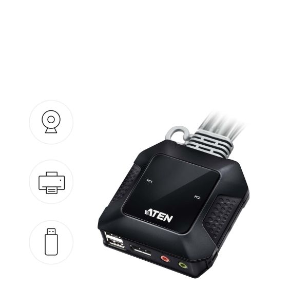 ATEN 2-Port USB-C DispllayPort hybride kabel KVM schakelaar (CS52DP)  ATEN 2-Port USB-C DispllayPort hybride kabel KVM schakelaar (CS52DP)