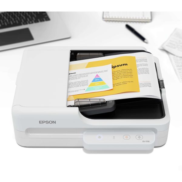 Epson WorkForce DS-1730 Flatbed-/ADF-scanner 1200 x 1200 DPI A4 Zwart, Wit (B11B273401)