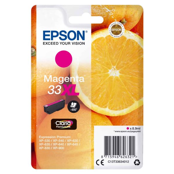 Epson Oranges Singlepack Magenta 33XL Claria Premium Ink (C13T33634022) Epson Oranges Singlepack Magenta 33XL Claria Premium Ink (C13T33634022)