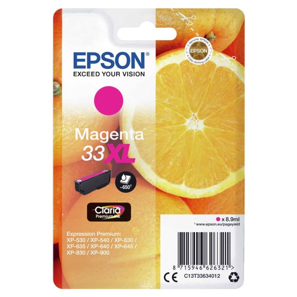 Epson Oranges Singlepack Magenta 33XL Claria Premium Ink (C13T33634022)  Epson Oranges Singlepack Magenta 33XL Claria Premium Ink (C13T33634022)