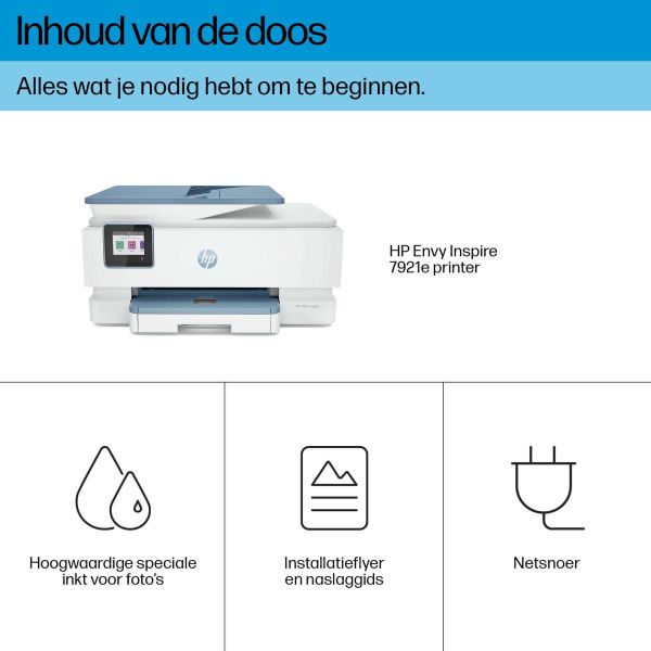 HP ENVY Inspire 7921e Draadloos All-in-One Kleur Printer, Instant Ink; Foto's printen (2H2P6B#629)
