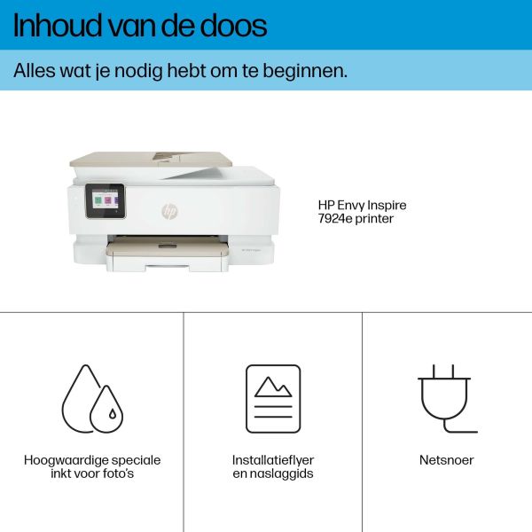 HP ENVY Inspire 7924e Draadloos All-in-One Kleur Printer, Instant Ink; Foto's printen (349W0B#629)