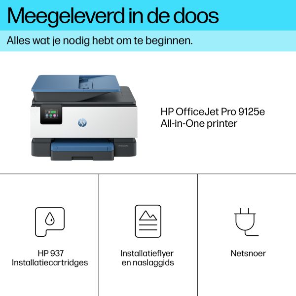 HP OfficeJet Pro 9125e Draadloos All-in-One Kleur Printer, Instant Ink; Dubbelzijdig printen