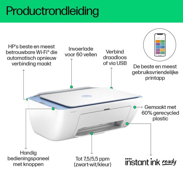 HP DeskJet 2822e Draadloos All-in-One Kleur Printer, Kopieerapparaat, scanner (588R4B#629)  HP DeskJet 2822e Draadloos All-in-One Kleur Printer, Kopieerapparaat, scanner (588R4B#629)