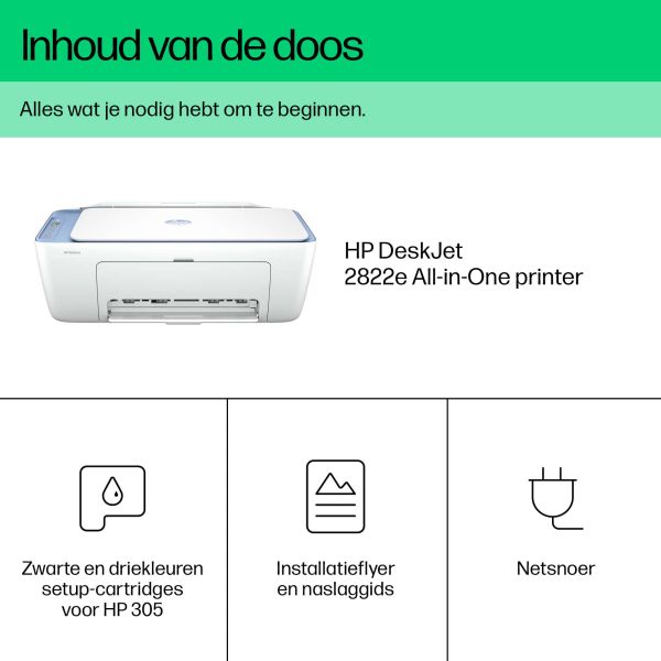 HP DeskJet 2822e Draadloos All-in-One Kleur Printer, Kopieerapparaat, scanner (588R4B#629)  HP DeskJet 2822e Draadloos All-in-One Kleur Printer, Kopieerapparaat, scanner (588R4B#629)
