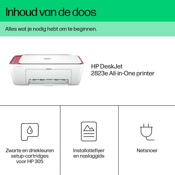 HP DeskJet 2823e Draadloos All-in-One Kleur Printer, Kopieerapparaat, scanner (588R6B#629)