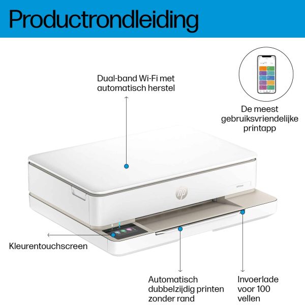 HP ENVY 6132e Wireless All-in-One Kleur Printer, Instant Ink; Foto's printen (714J2B#629) HP ENVY 6132e Wireless All-in-One Kleur Printer, Instant Ink; Foto's printen (714J2B#629)
