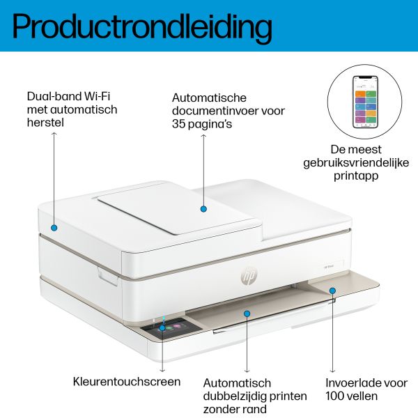 HP ENVY 6532e Draadloos All-in-One Kleur Printer, Instant Ink; Foto's printen (714P0B#629)