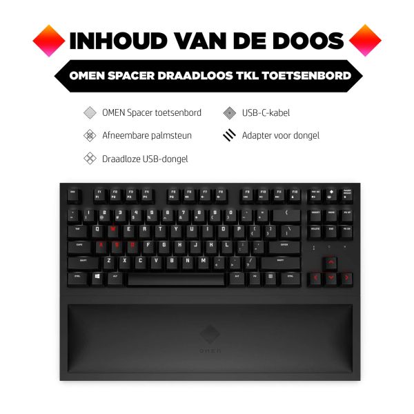 HP OMEN Spacer Draadloos TKL Toetsenbord (9BU31AA#ABB)