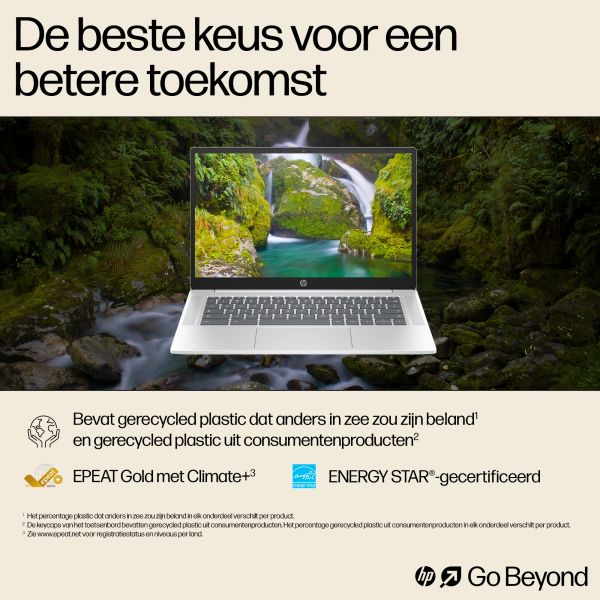 HP Chromebook 14a-nf0080nd Intel® N N200 35,6 cm (14") Full HD 8 GB LPDDR5-SDRAM 128 GB Flash Wi-Fi 6E (802.11ax) ChromeOS Zilver (A12M0EA#ABH)