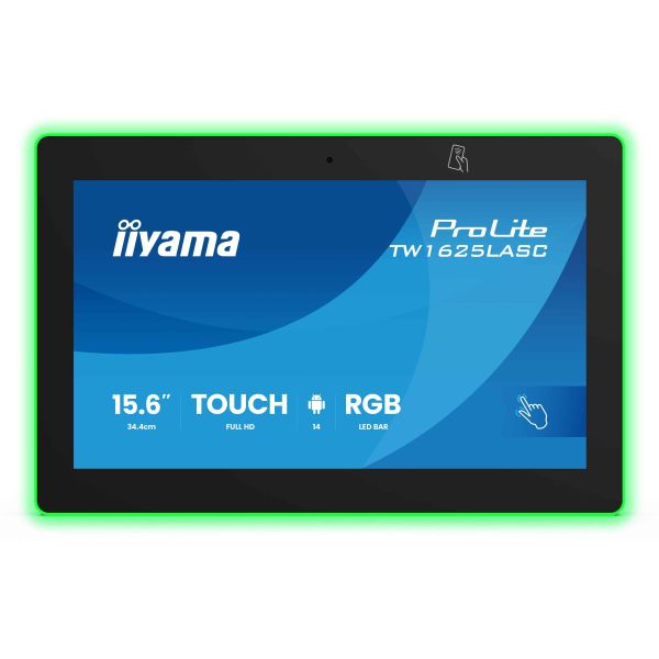 iiyama TW1625LASC-B3PNR beeldkrant Interactief flatscreen 39,6 cm (15.6") LED Wifi 450 cd/m² Full HD Zwart Touchscreen Type processor Android 24/7 (TW1625LASC-B3PNR)