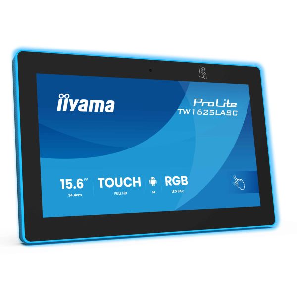 iiyama TW1625LASC-B3PNR beeldkrant Interactief flatscreen 39,6 cm (15.6") LED Wifi 450 cd/m² Full HD Zwart Touchscreen Type processor Android 24/7 (TW1625LASC-B3PNR)