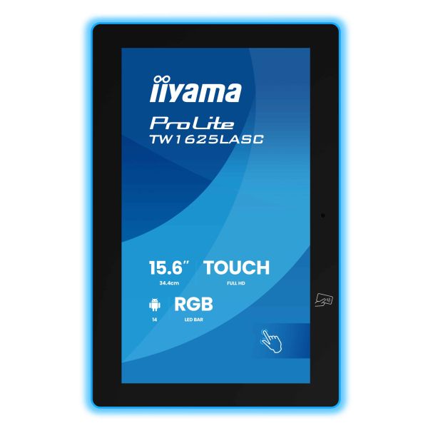 iiyama TW1625LASC-B3PNR beeldkrant Interactief flatscreen 39,6 cm (15.6") LED Wifi 450 cd/m² Full HD Zwart Touchscreen Type processor Android 24/7 (TW1625LASC-B3PNR)