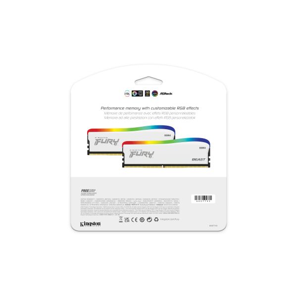 Kingston Technology FURY Beast 8GB 3600MT/s DDR4 CL17 DIMM White RGB SE