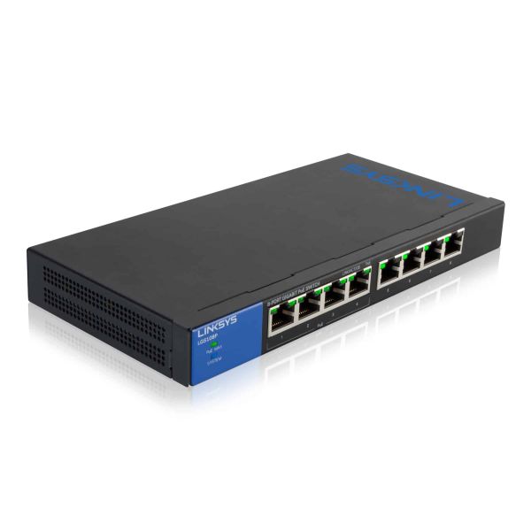 Linksys 8-poorts Gigabit PoE - desktopswitch (LGS108P) (LGS108P-EU)
