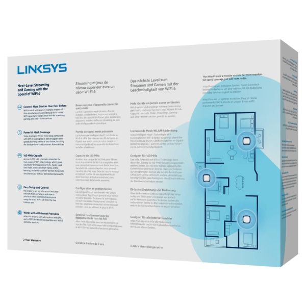 Linksys Atlas Pro 6 Dual-band (2.4 GHz / 5 GHz) Wi-Fi 6 (802.11ax) Wit 3 Intern (MX5502-KE)