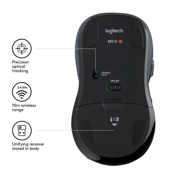 Logitech M510 muis RF Draadloos Laser (910-001826)