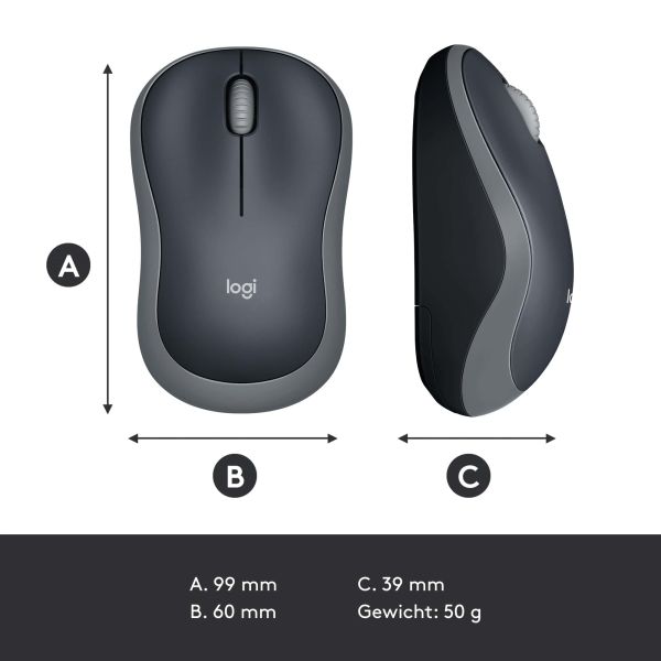 Logitech M185 muis Ambidextrous RF Draadloos Optisch 1000 DPI (910-002238)