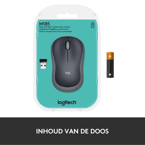 Logitech M185 muis Ambidextrous RF Draadloos Optisch 1000 DPI (910-002238)