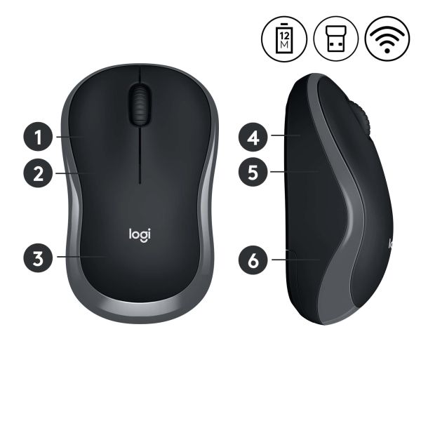 Logitech M185 muis Ambidextrous RF Draadloos Optisch 1000 DPI (910-002238)
