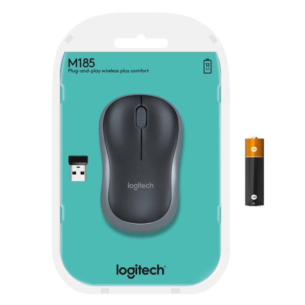 Logitech M185 muis Ambidextrous RF Draadloos Optisch 1000 DPI (910-002238)