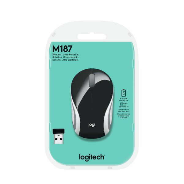 Logitech M187 muis Ambidextrous RF Draadloos Optisch 1000 DPI (910-002731)