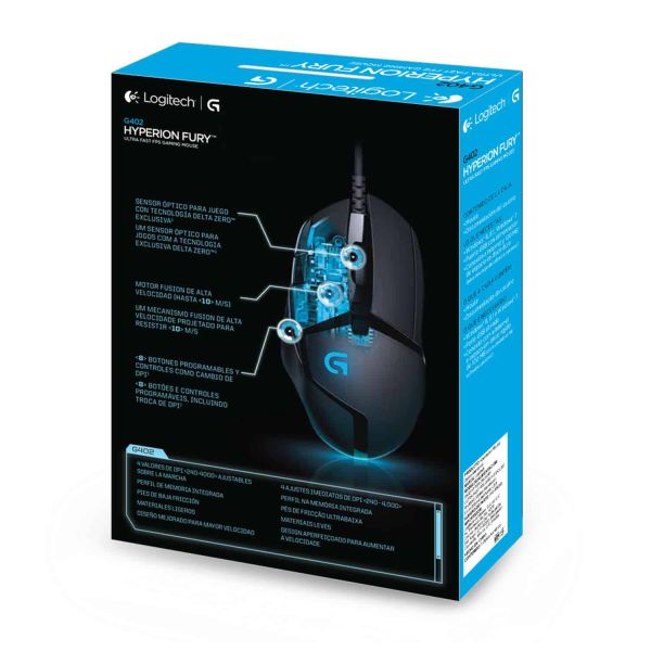 Logitech G G402 Hyperion Fury Ultra-Fast FPS gamingmuis (910-004068)
