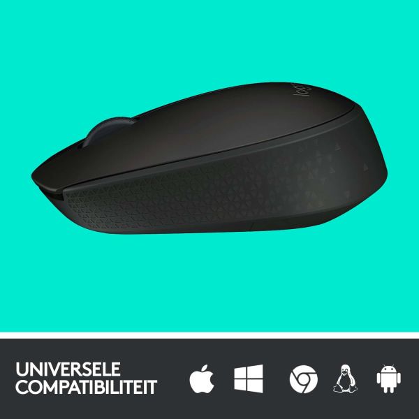 Logitech M171 Black-K muis Ambidextrous RF Draadloos Optisch 1000 DPI (910-004424)