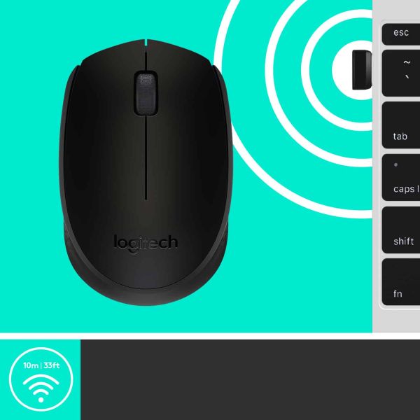 Logitech M171 Black-K muis Ambidextrous RF Draadloos Optisch 1000 DPI (910-004424)