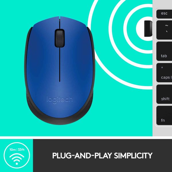 Logitech M171 Blue-K muis Ambidextrous RF Draadloos Optisch 1000 DPI (910-004640)