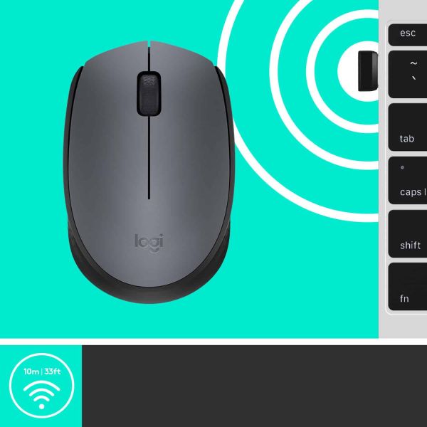 Logitech M170 Grey-K muis Ambidextrous RF Draadloos Optisch 1000 DPI (910-004642)