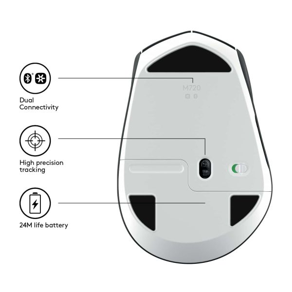 Logitech M720 muis Rechtshandig RF-draadloos + Bluetooth Optisch 1000 DPI (910-004791)