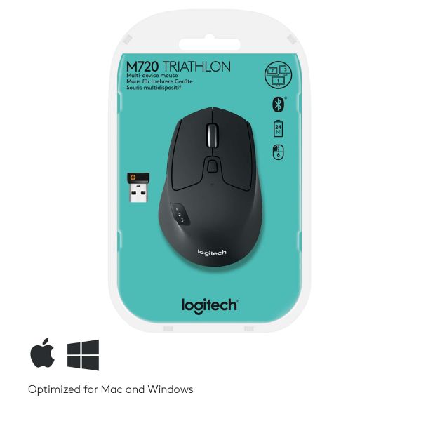 Logitech M720 muis Rechtshandig RF-draadloos + Bluetooth Optisch 1000 DPI (910-004791)