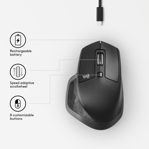 Logitech MX Master 2S Wireless Mouse muis Rechtshandig RF-draadloos + Bluetooth Laser 1000 DPI (910-005139)