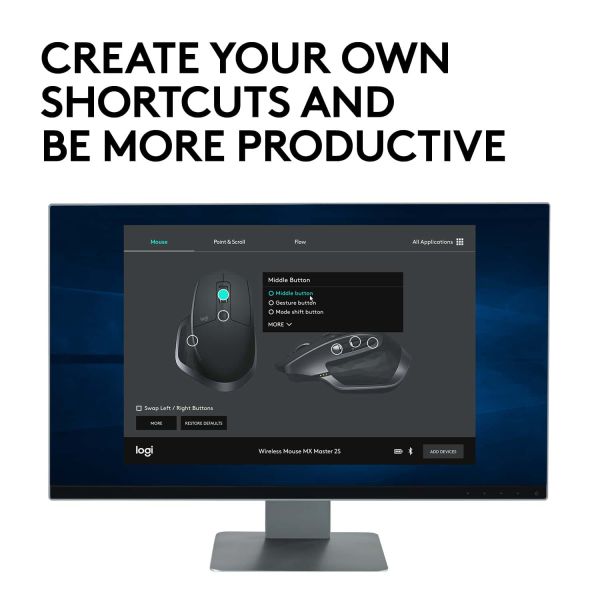 Logitech MX Master 2S Wireless Mouse muis Rechtshandig RF-draadloos + Bluetooth Laser 1000 DPI (910-005139)