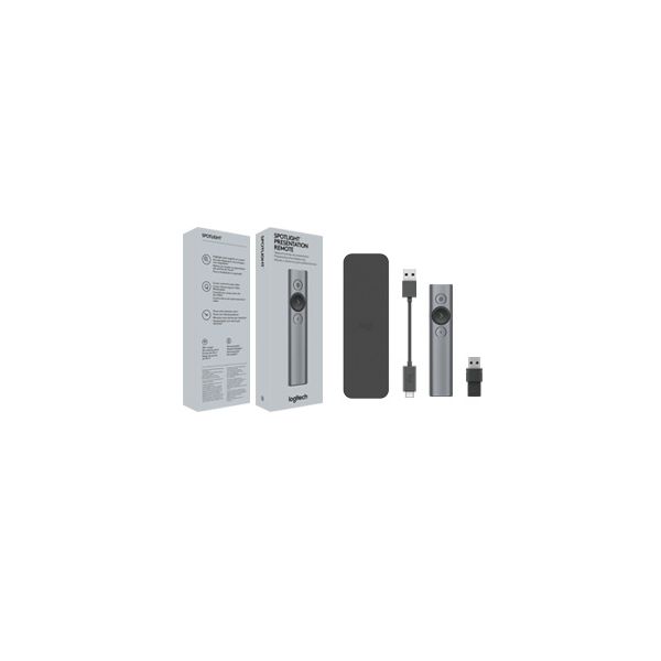 Logitech Spotlight Draadloze presenter Bluetooth/RF Grijs (910-005166)