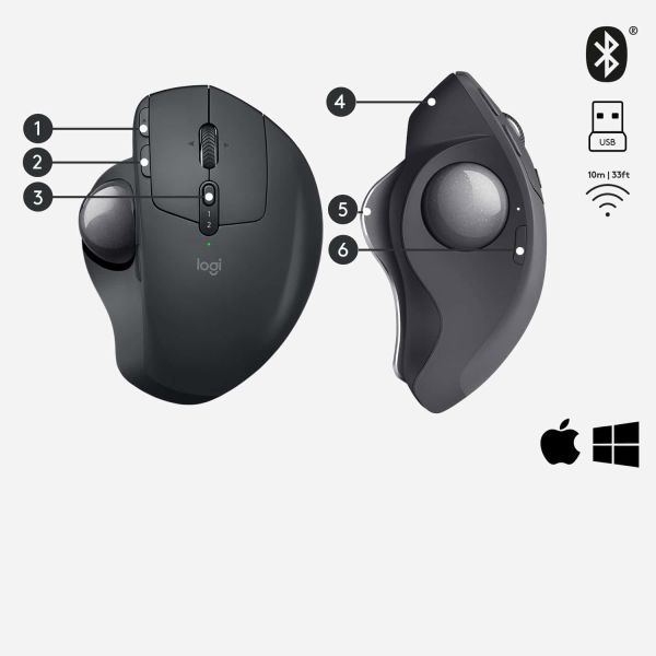 Logitech MX Ergo muis Rechtshandig RF-draadloos + Bluetooth Trackball 440 DPI (910-005179)