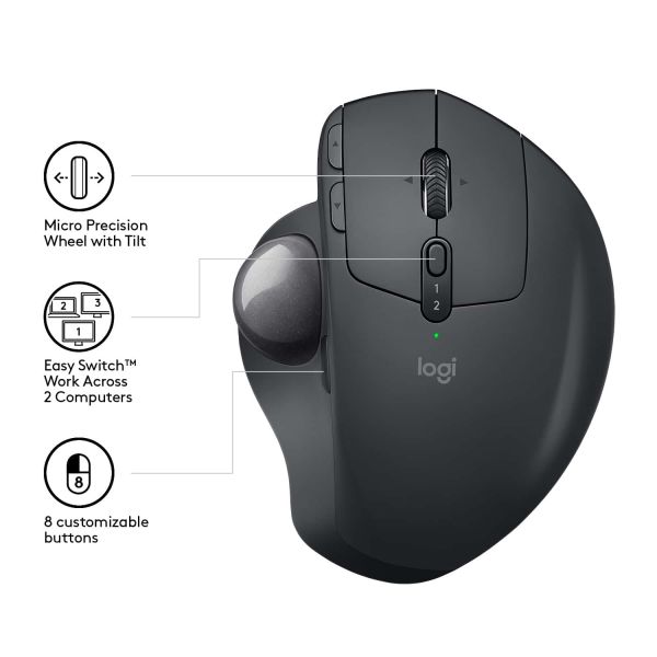 Logitech MX Ergo muis Rechtshandig RF-draadloos + Bluetooth Trackball 440 DPI (910-005179)