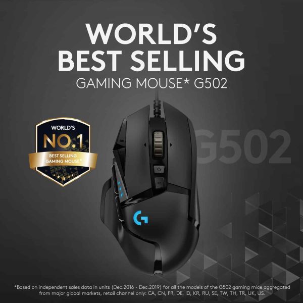 Logitech G G502 Hero muis Rechtshandig USB Type-A Optisch 25600 DPI (910-005470)